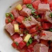 Ceviche de atum fresco com melancia