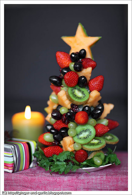 Mesas de frutas para o Natal