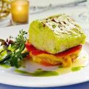 Bacalhau com frutas e purê de baroa