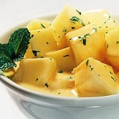 Melão com creme de pêssego